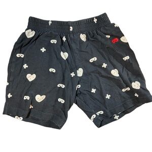 Beau Loves Kids Shorts Size‎ 4-5Y Black Hero Mask Heart Print 100% Cotton